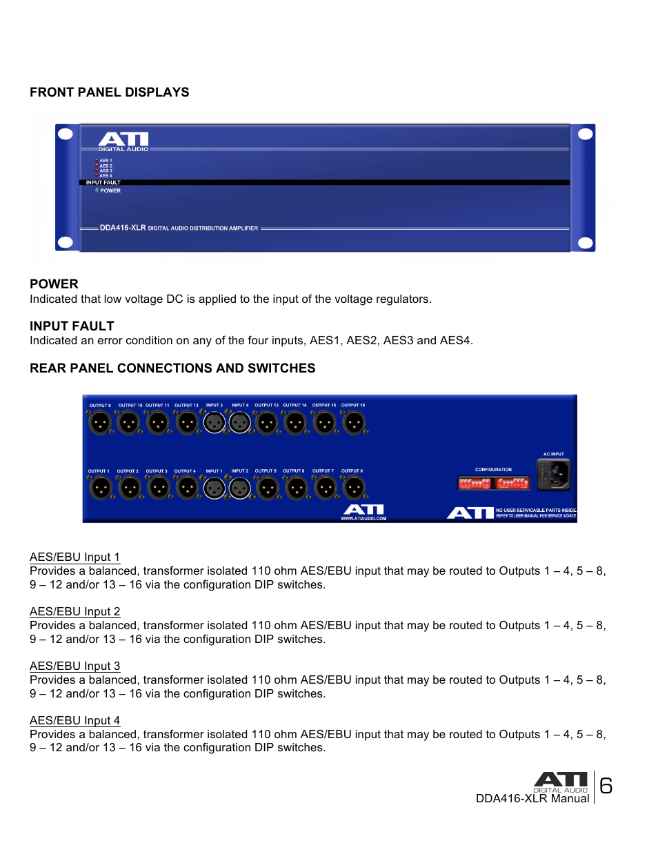 ATI Audio DDA416-XLR User Manual | Page 6 / 9