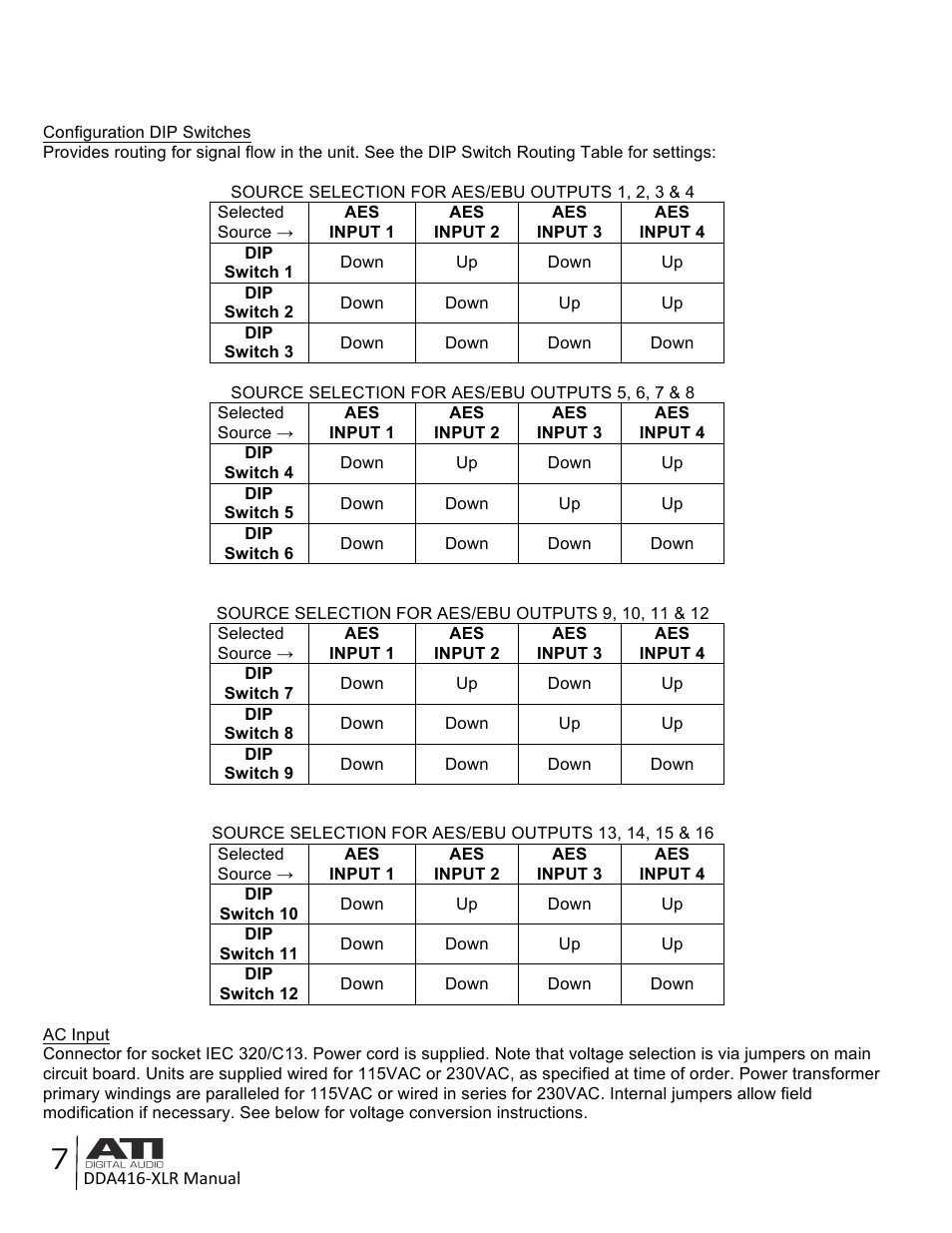 ATI Audio DDA416-XLR User Manual | Page 7 / 9