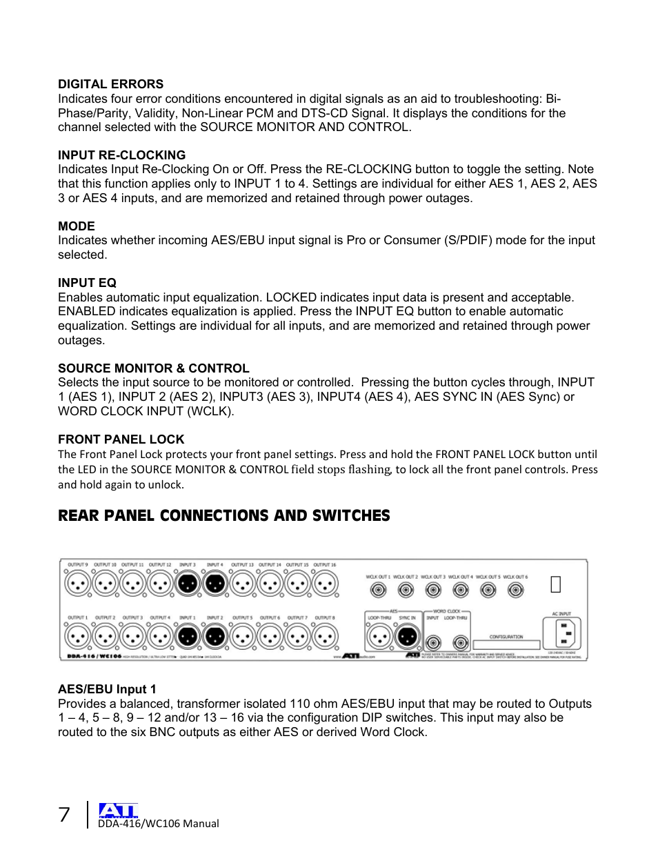 ATI Audio DDA416/WC106 User Manual | Page 7 / 14