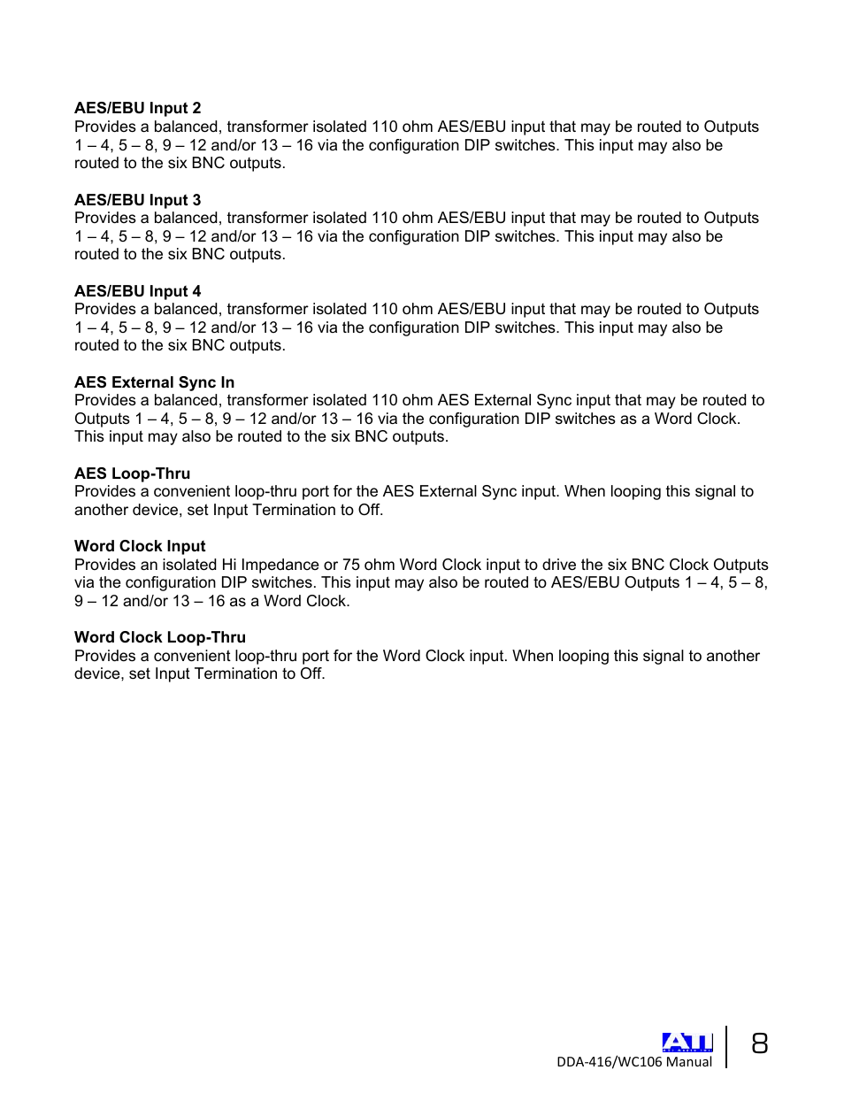 ATI Audio DDA416/WC106 User Manual | Page 8 / 14