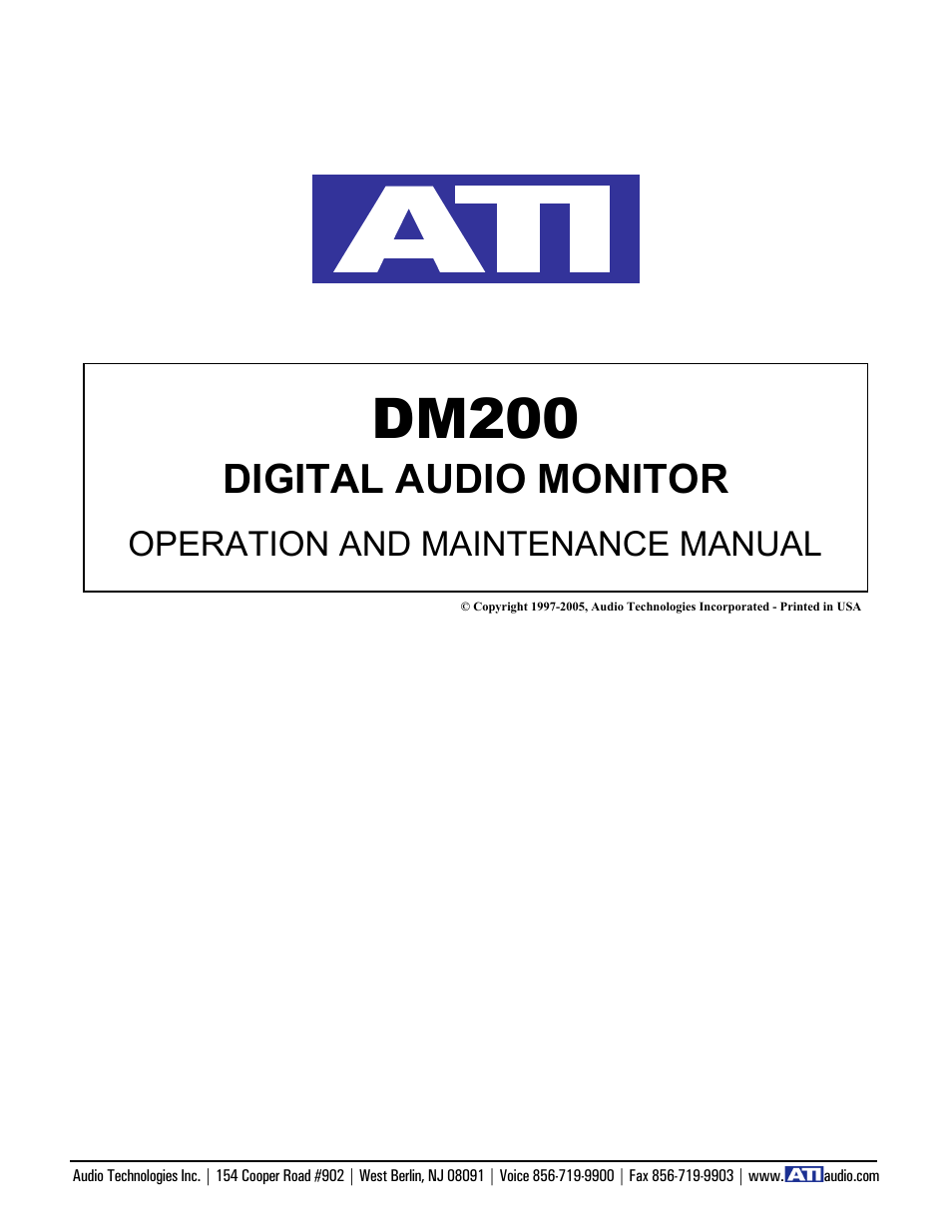 ATI Audio DM200 User Manual | 5 pages