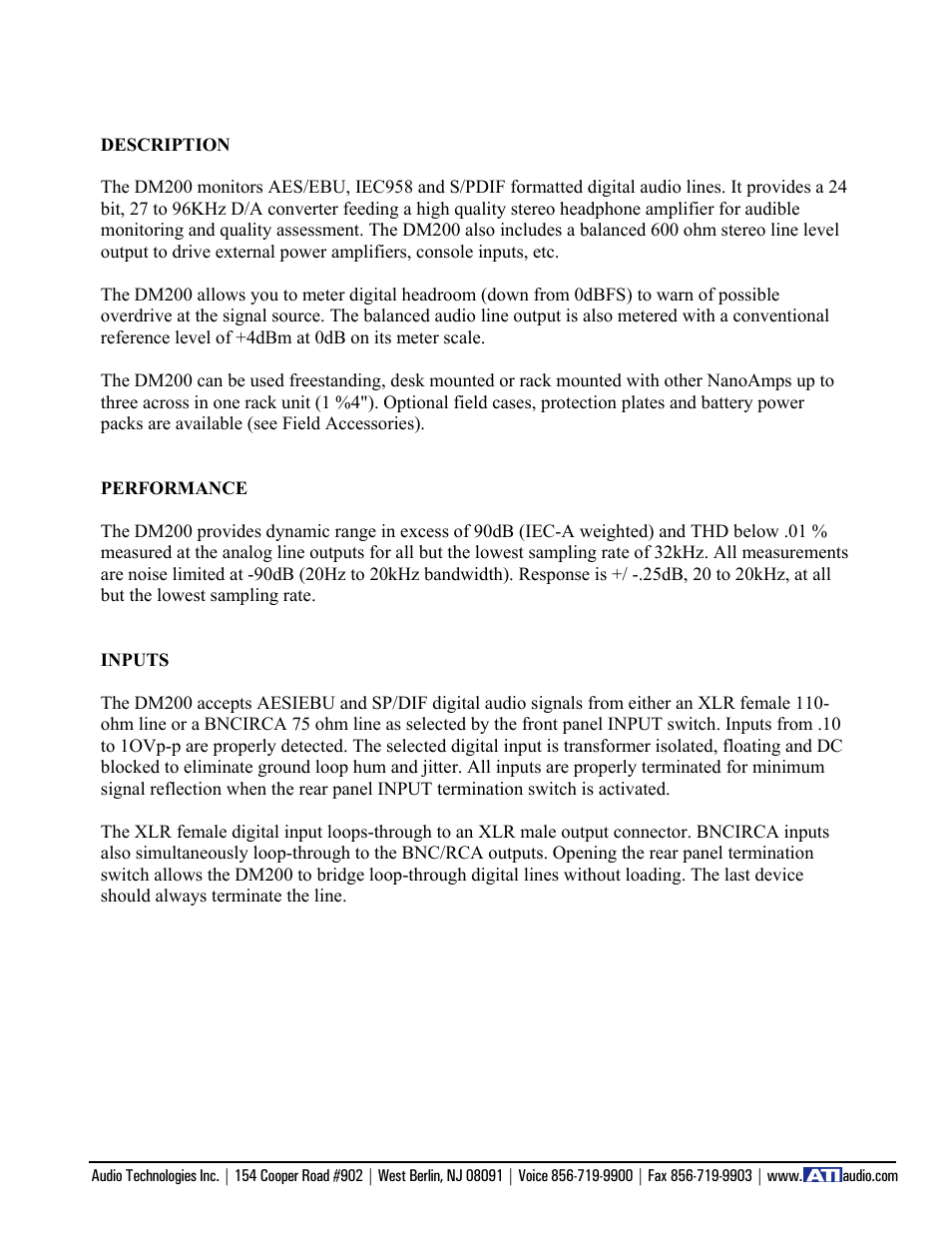 ATI Audio DM200 User Manual | Page 2 / 5