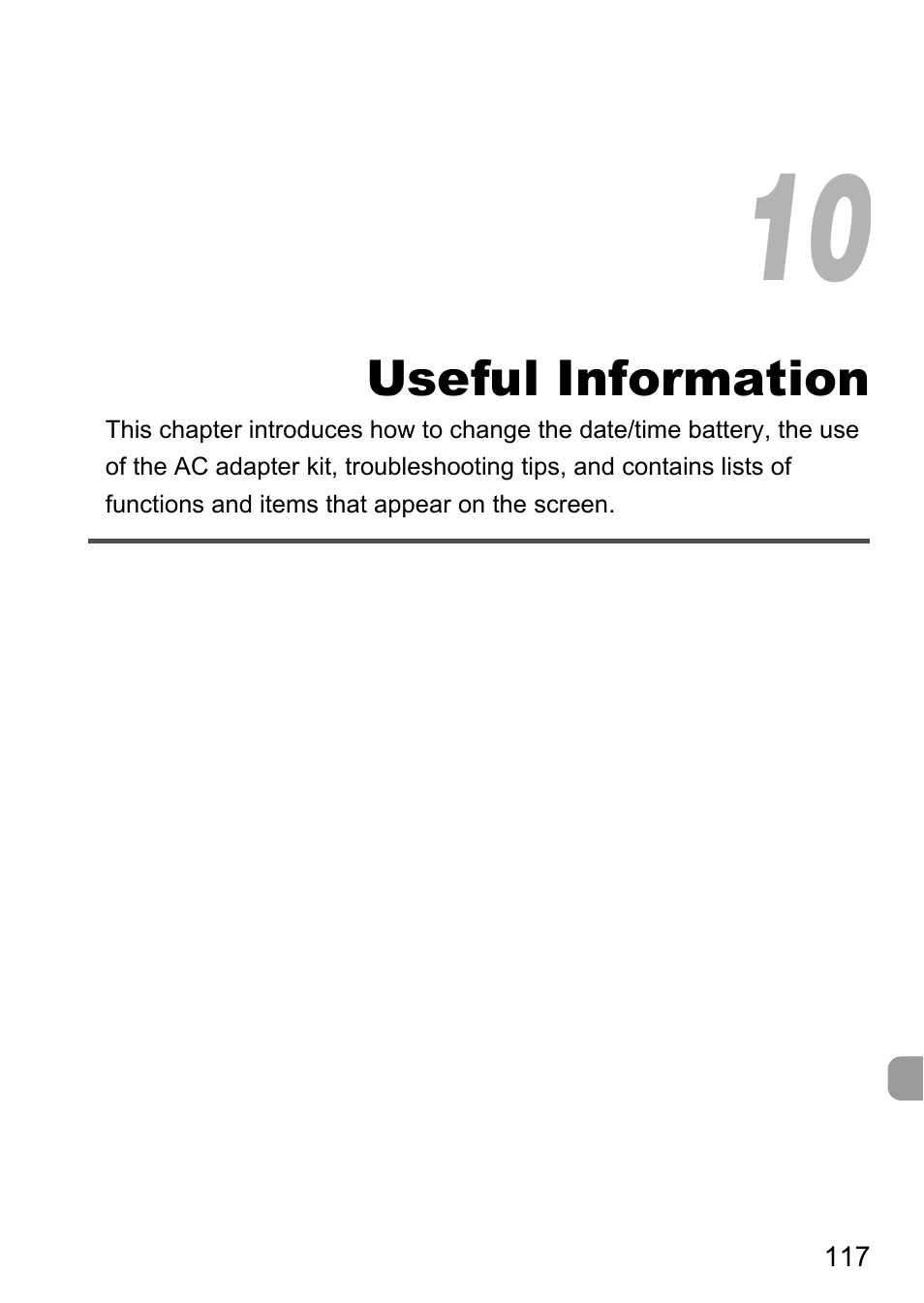 10 useful information | Canon A800 User Manual | Page 117 / 144