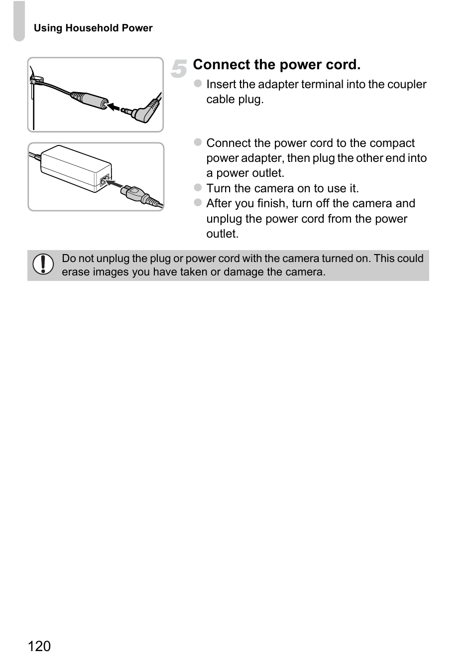120 connect the power cord | Canon A800 User Manual | Page 120 / 144