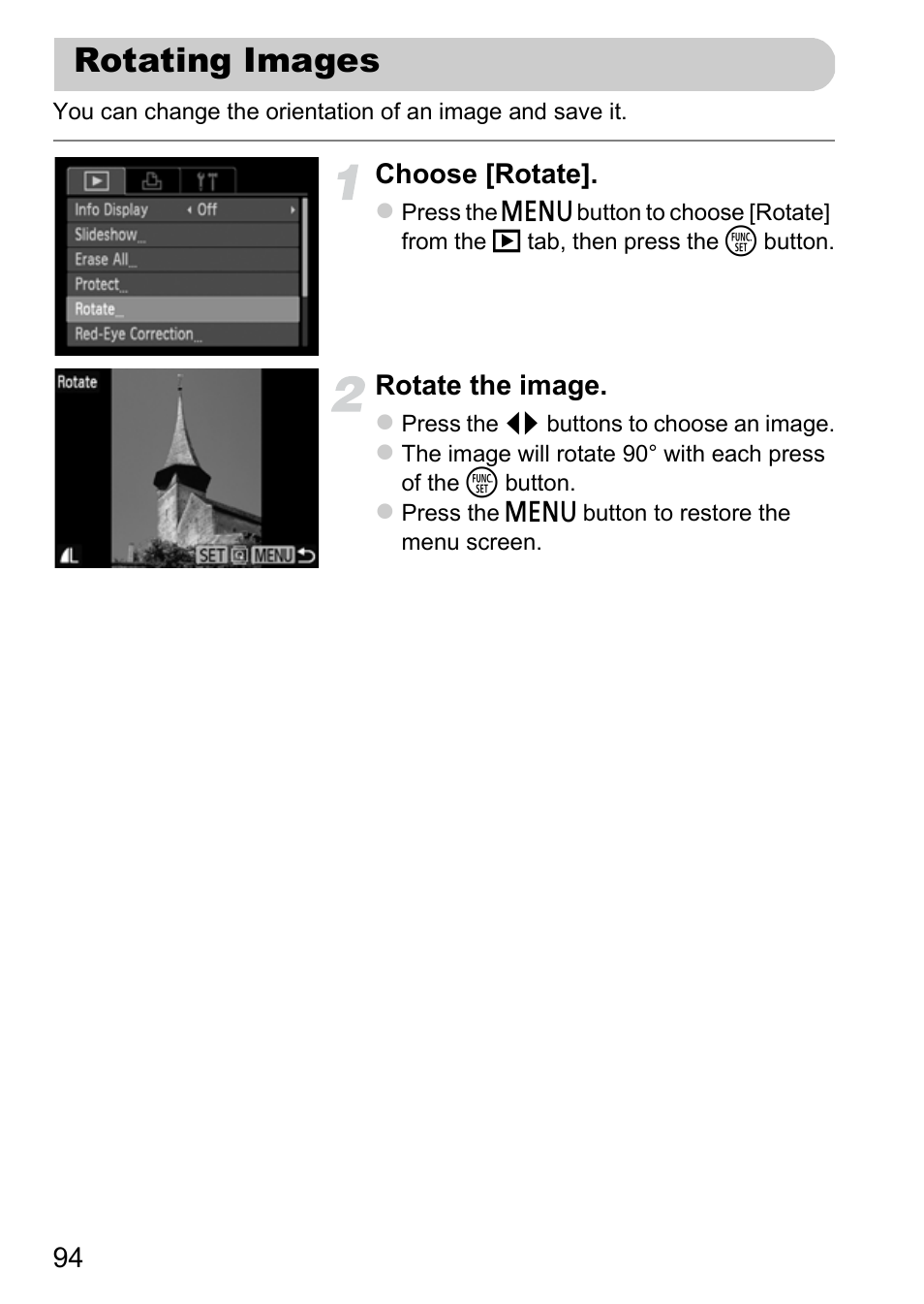 Rotating images | Canon A800 User Manual | Page 94 / 144