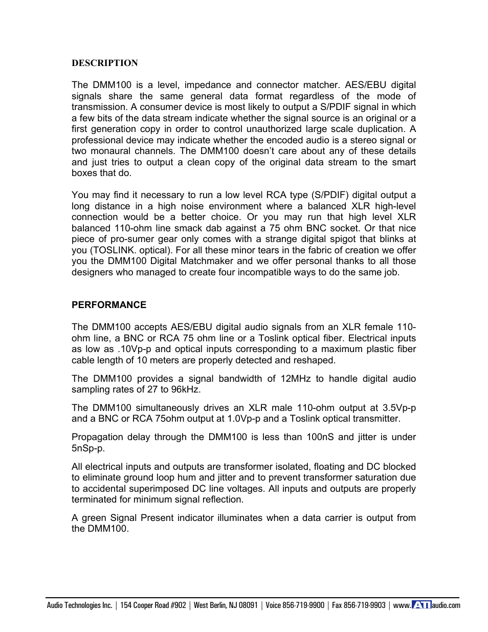 ATI Audio DMM100 User Manual | Page 2 / 4