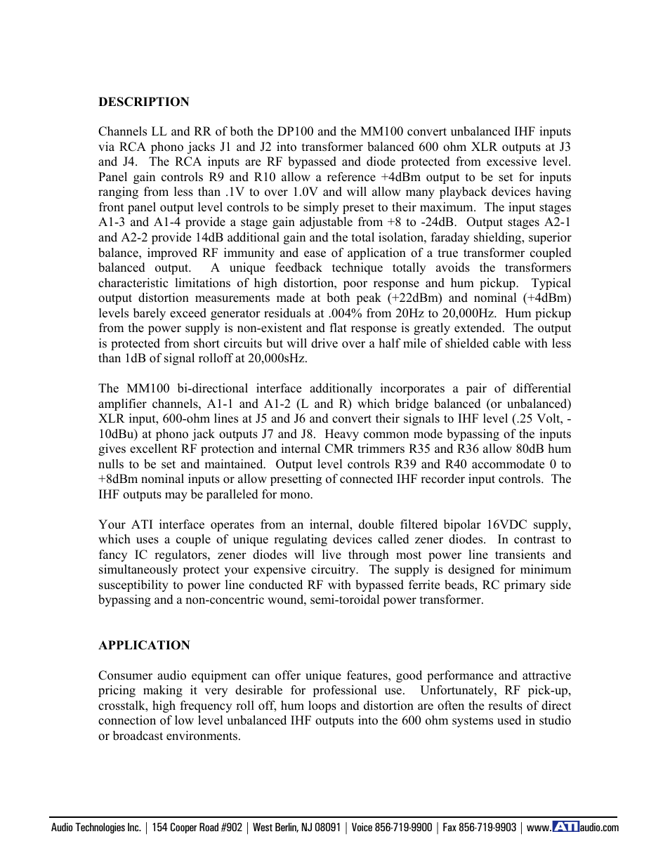 ATI Audio DP100 User Manual | Page 2 / 7