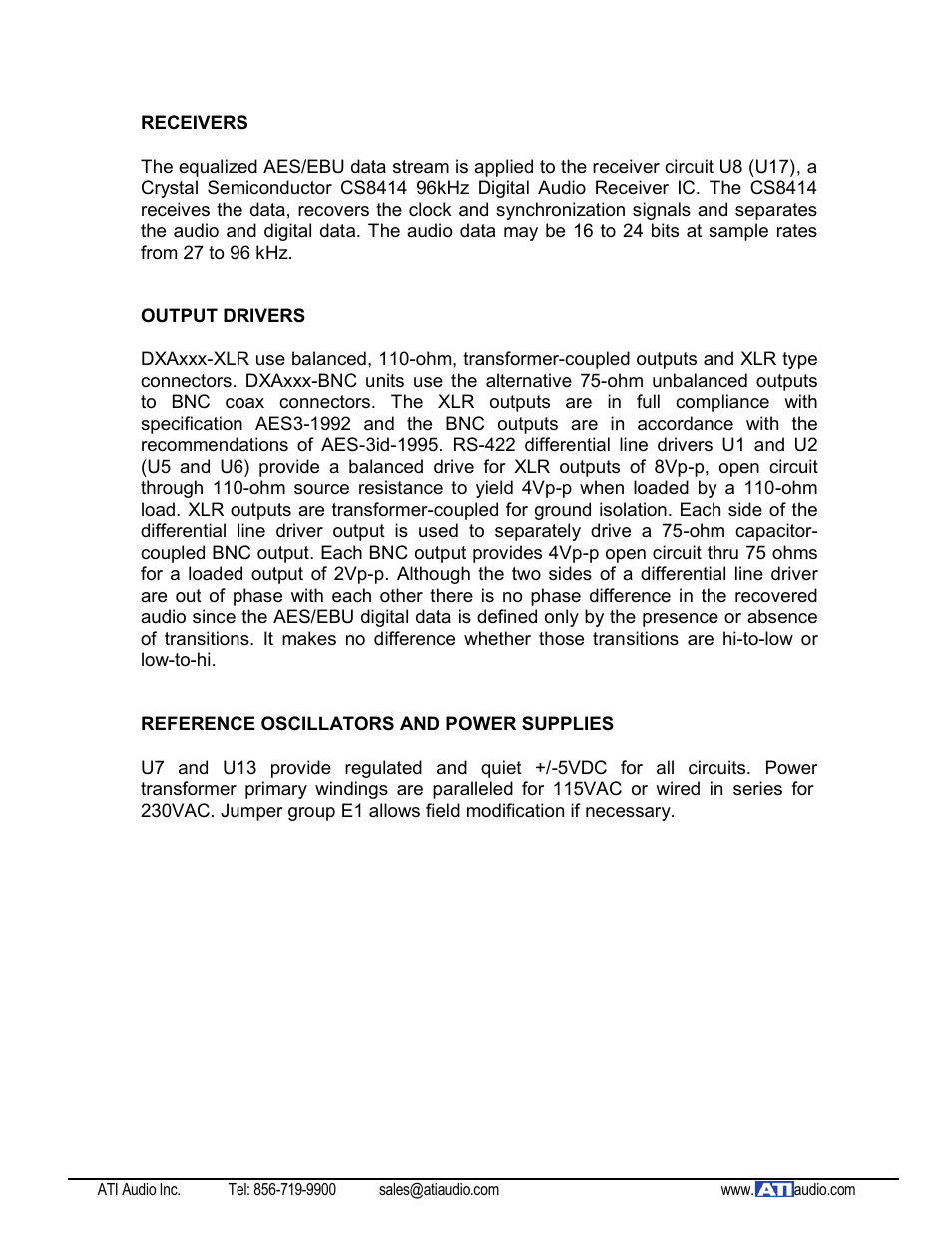ATI Audio DXA112-BNC User Manual | Page 3 / 7
