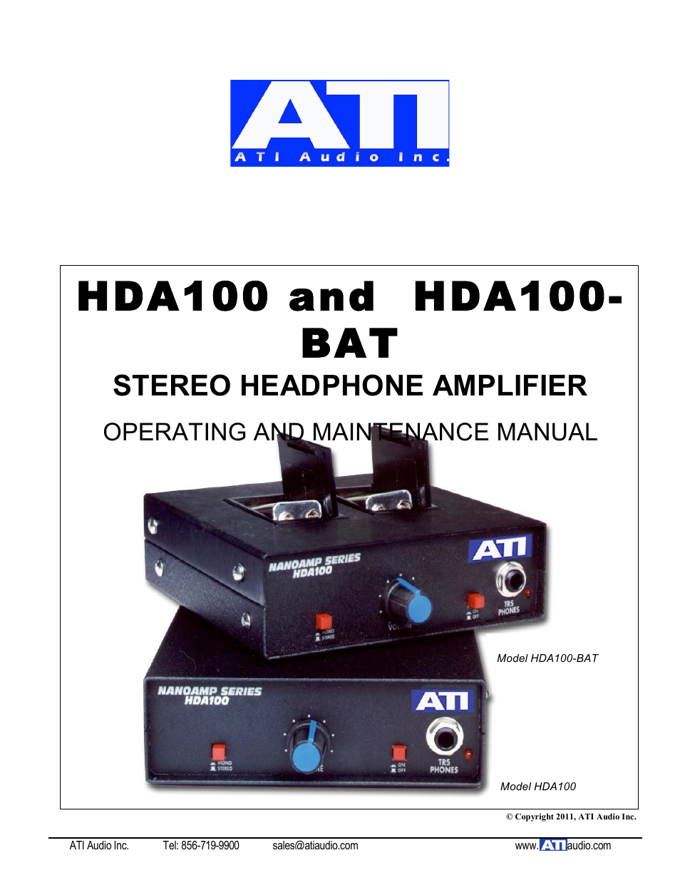 ATI Audio HDA100-BAT User Manual | 4 pages