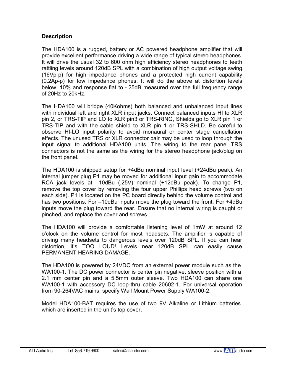 ATI Audio HDA100-BAT User Manual | Page 2 / 4