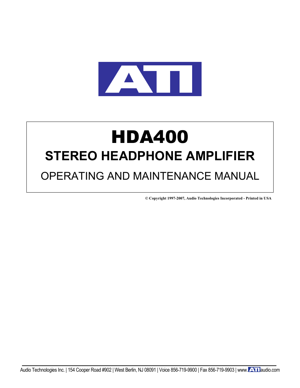 ATI Audio HDA400 User Manual | 3 pages
