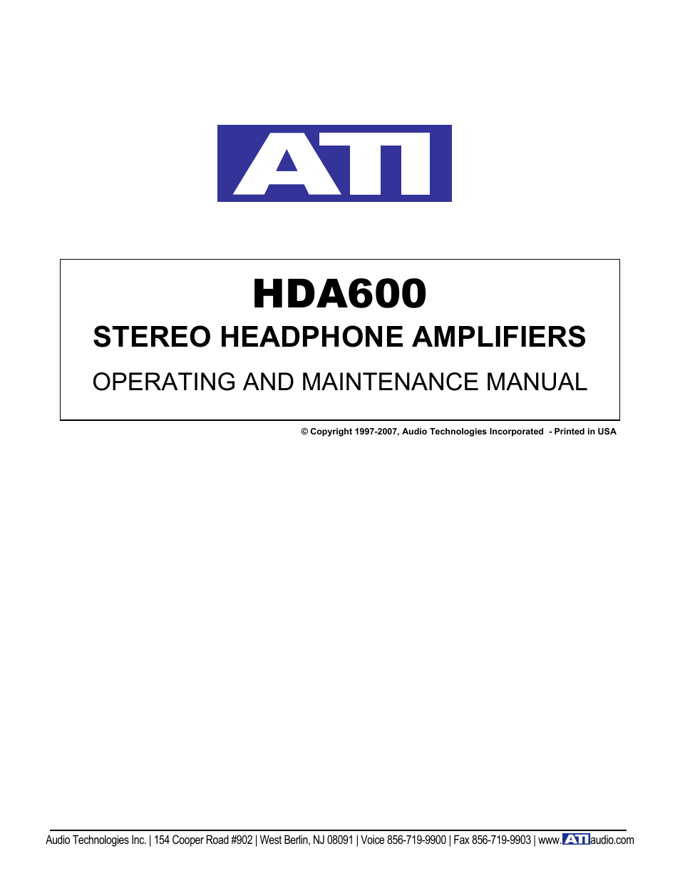 ATI Audio HDA600 User Manual | 4 pages