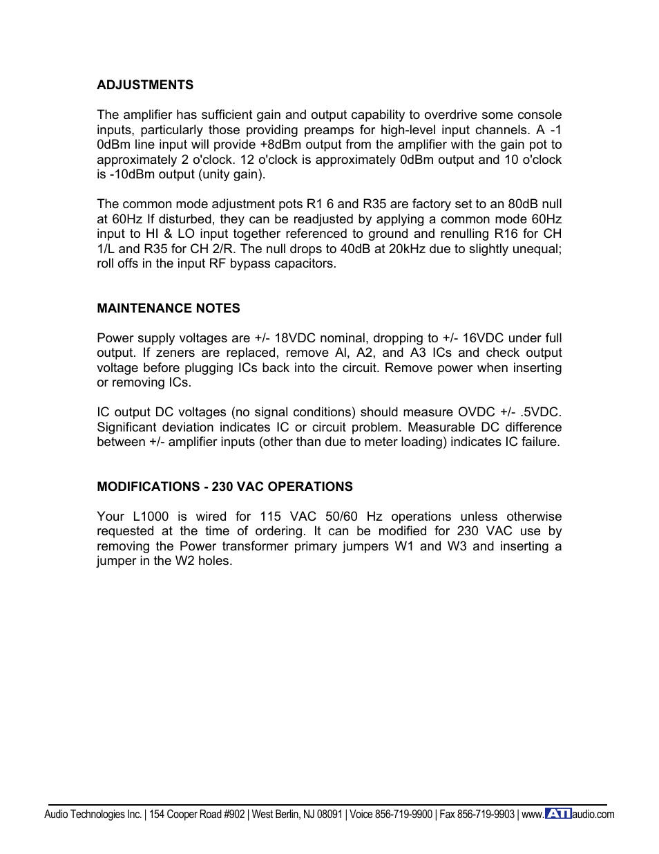 ATI Audio L1000-1 User Manual | Page 4 / 5