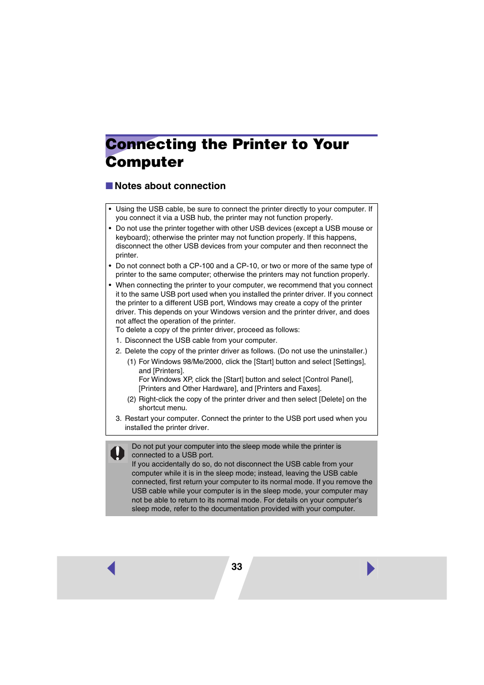 Connecting the printer to your computer, P.33) | Canon CP100 User Manual | Page 33 / 62