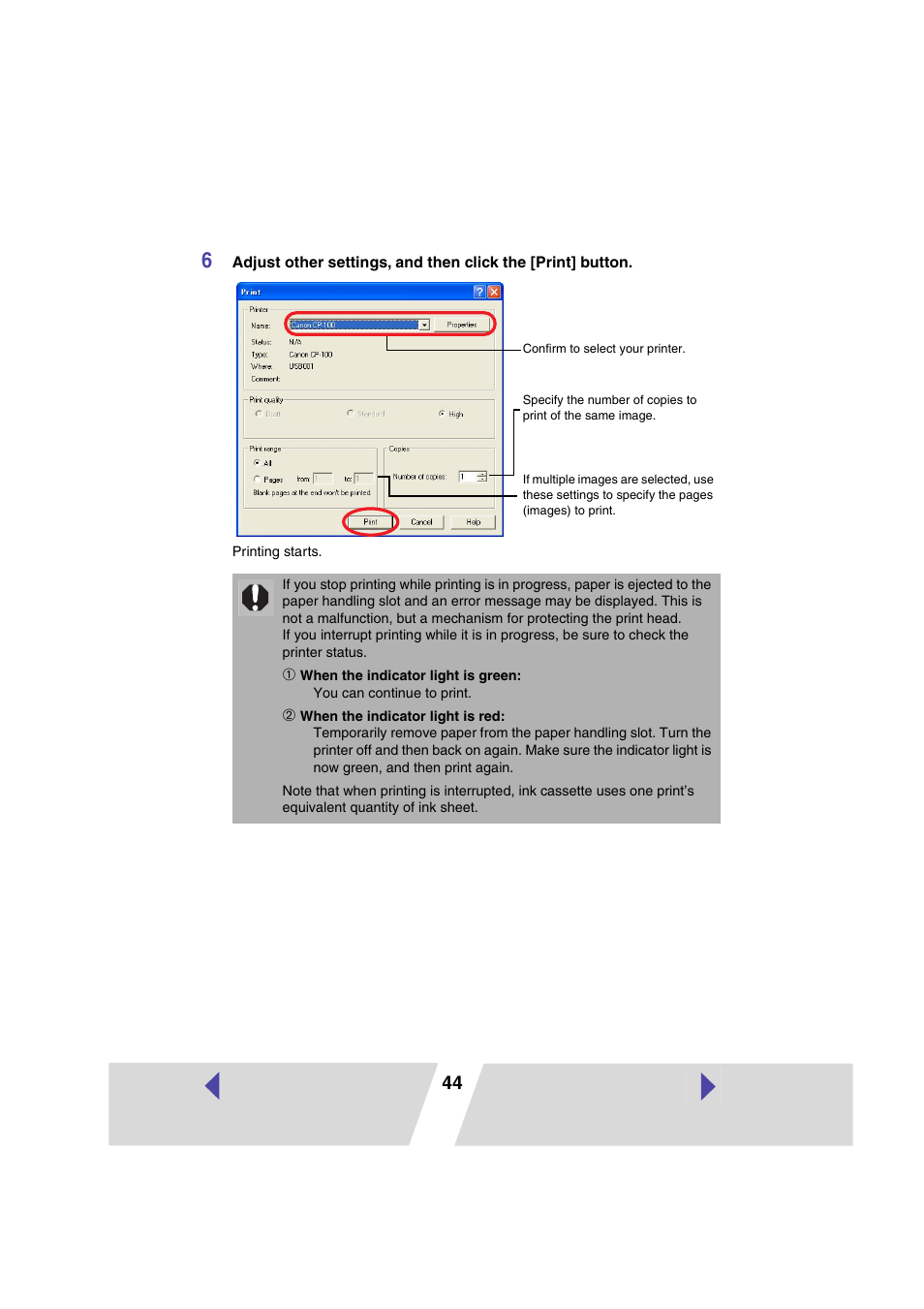 Canon CP100 User Manual | Page 44 / 62