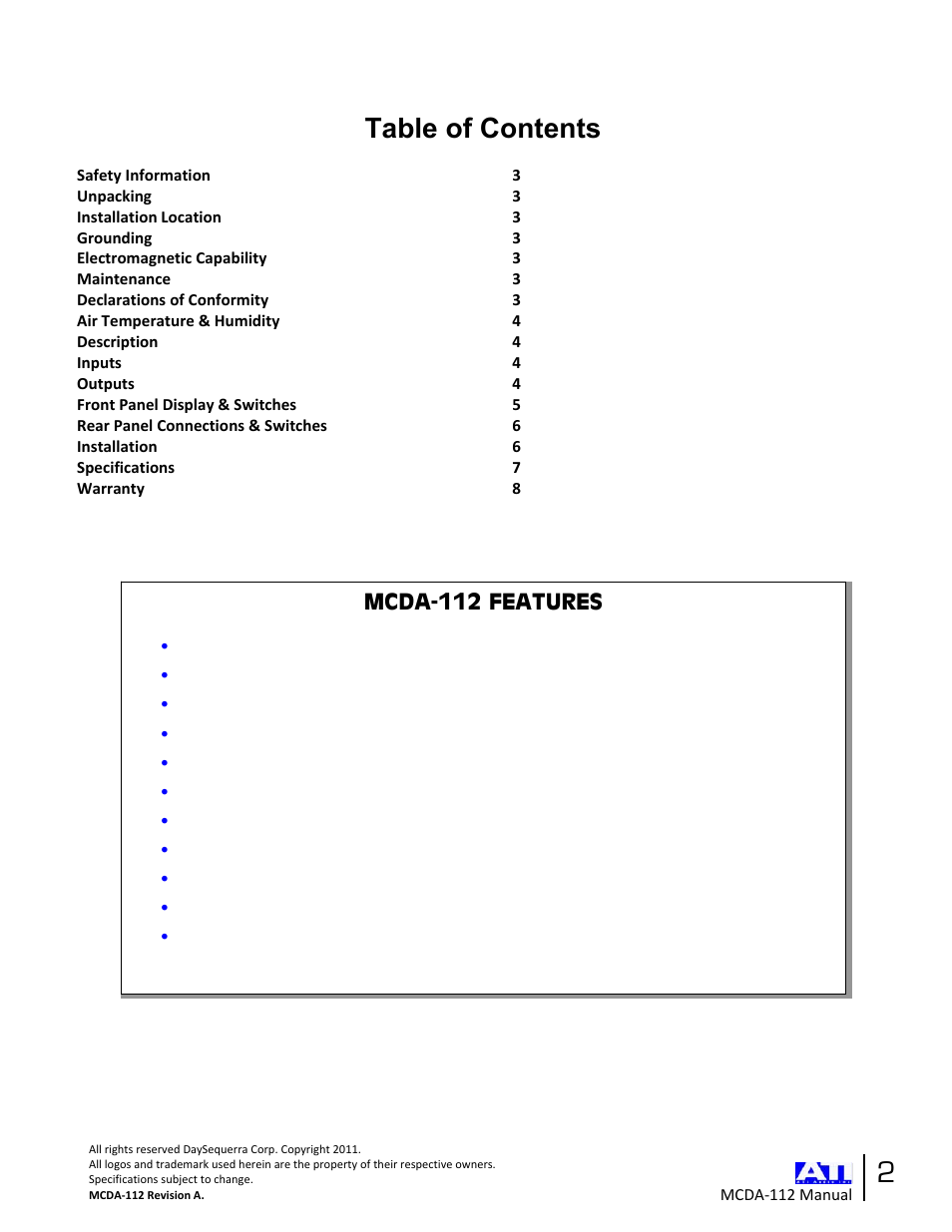 ATI Audio MCDA112 User Manual | Page 2 / 8