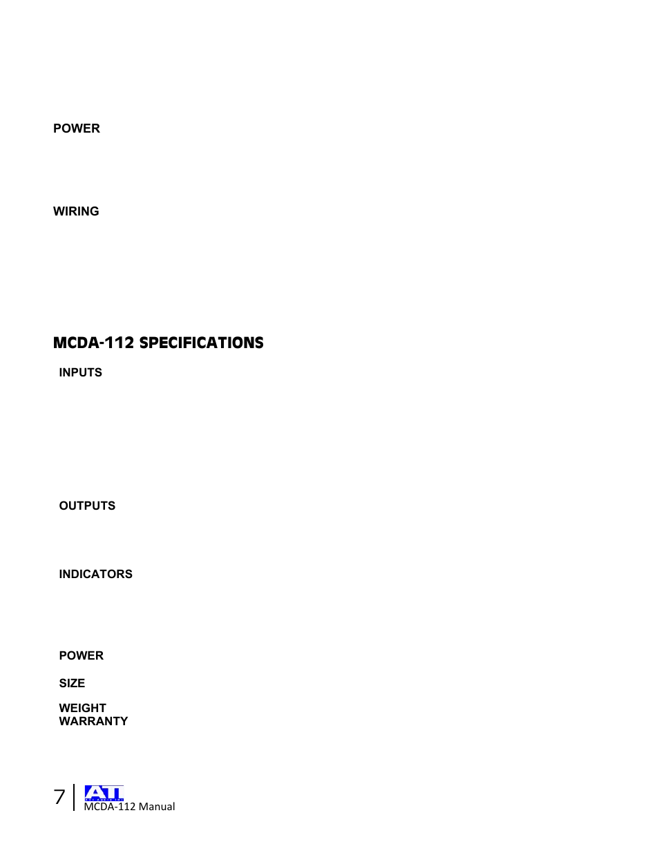 ATI Audio MCDA112 User Manual | Page 7 / 8