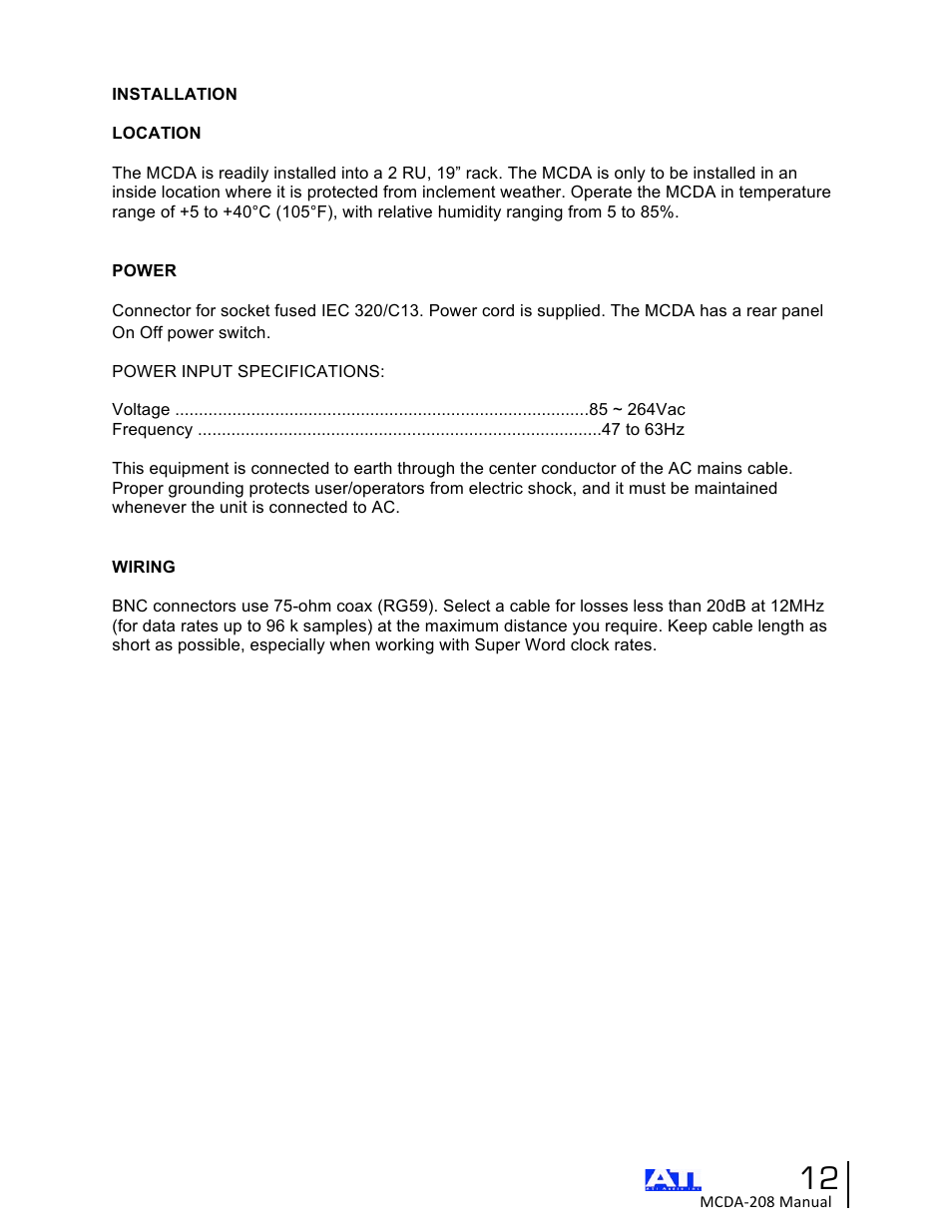 ATI Audio MCDA208 User Manual | Page 12 / 15