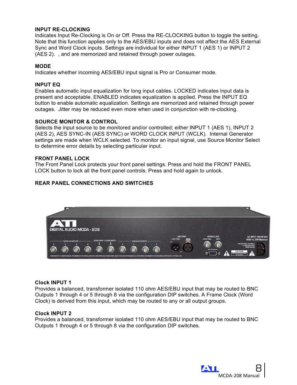 ATI Audio MCDA208 User Manual | Page 8 / 15