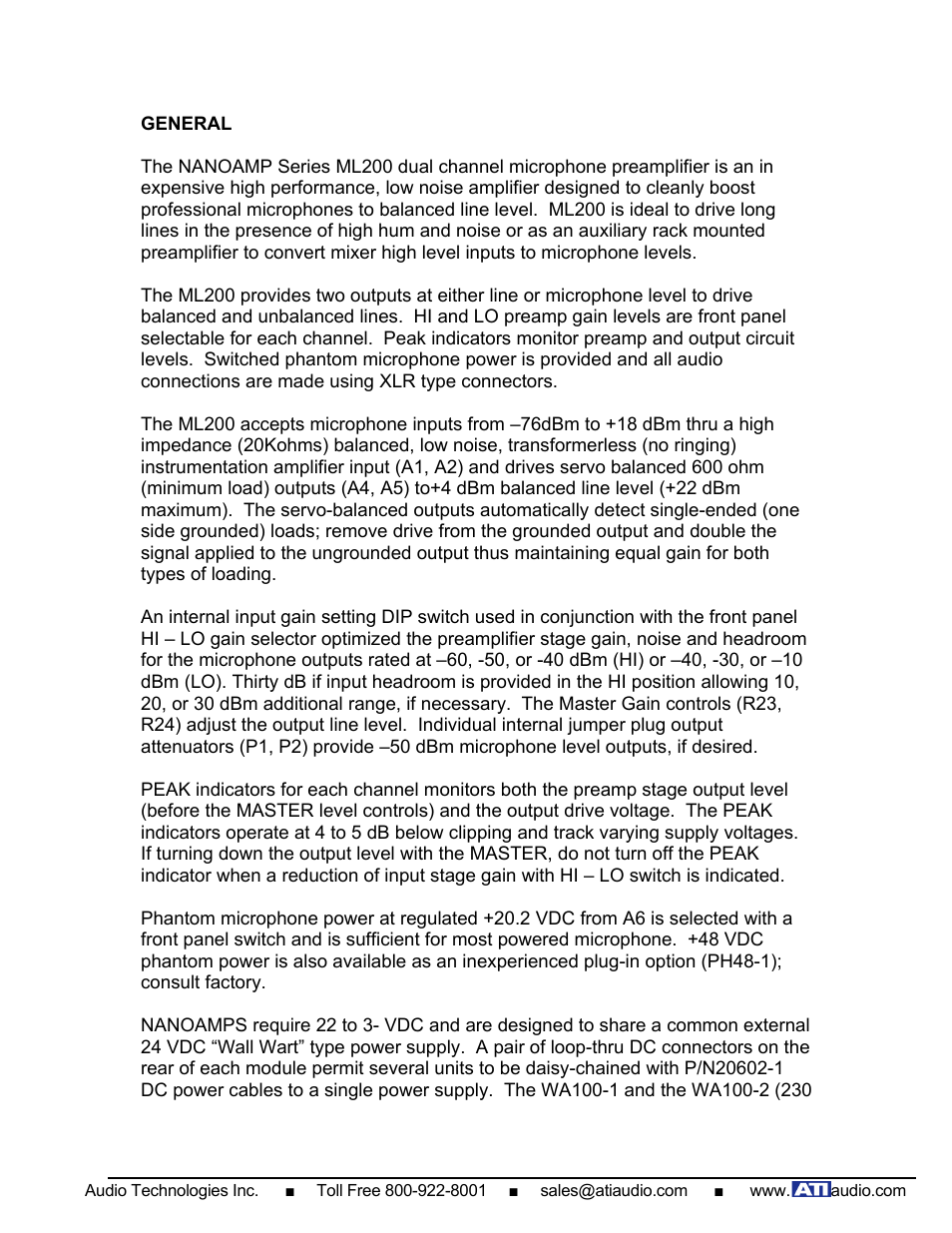 ATI Audio ML200 User Manual | Page 2 / 7