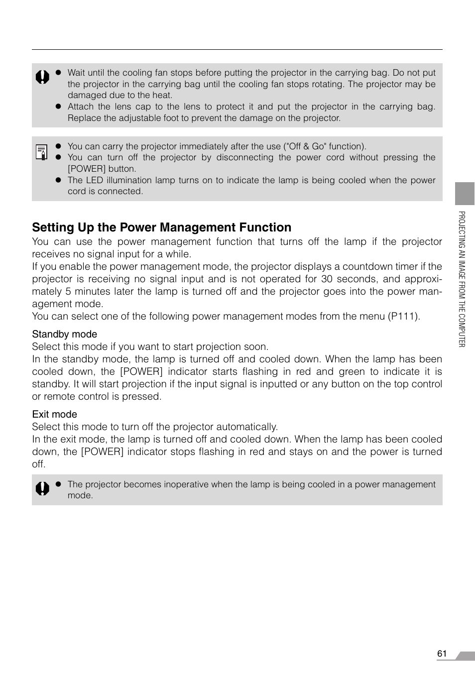 Setting up the power management function | Canon SX7 MARKII User Manual | Page 61 / 146
