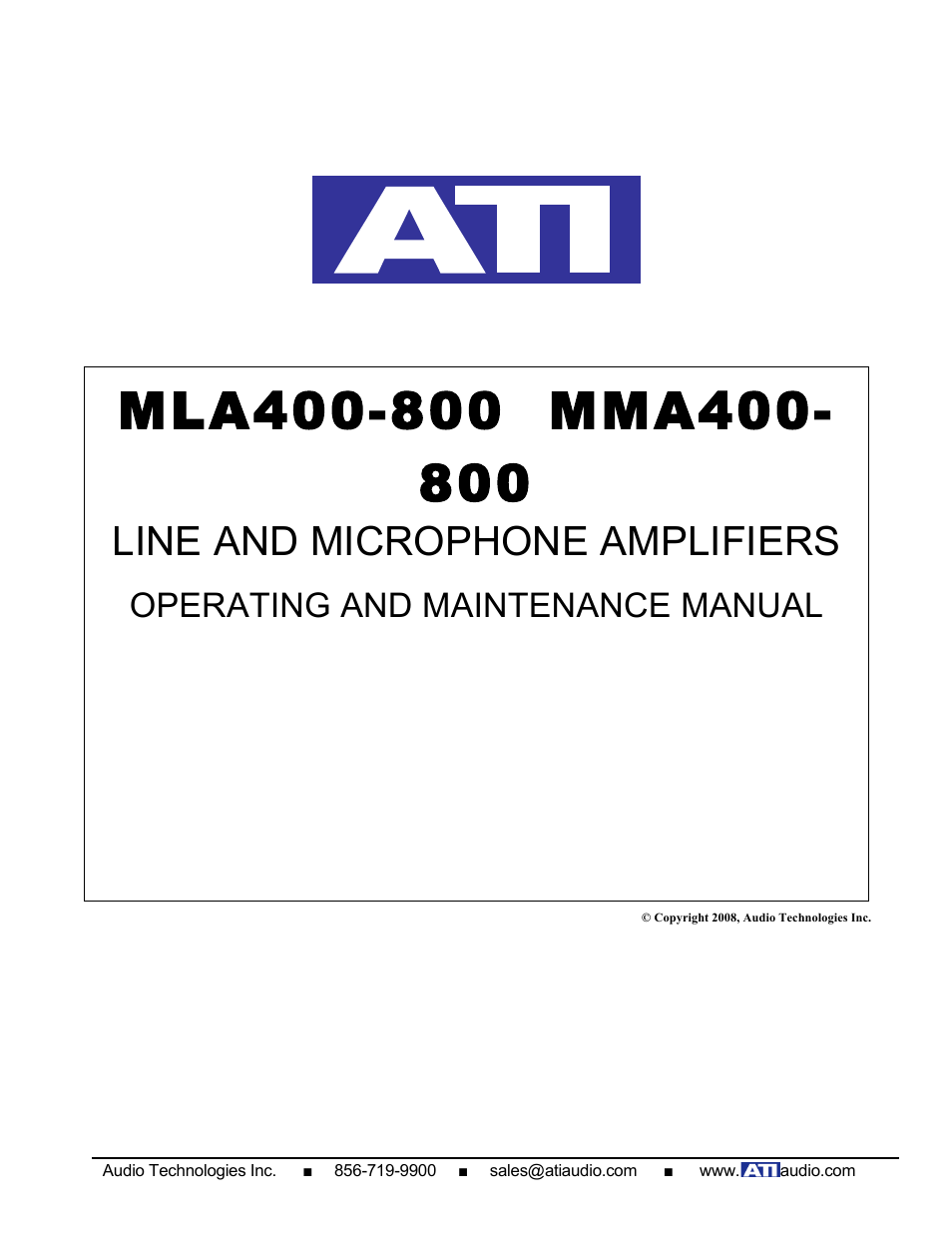 ATI Audio MLA400-1 User Manual | 10 pages