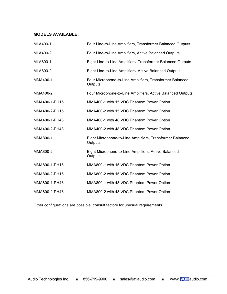 ATI Audio MLA400-1 User Manual | Page 10 / 10