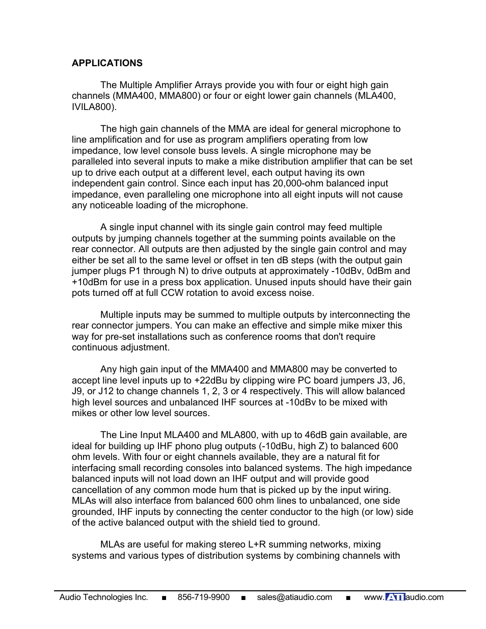 ATI Audio MLA400-1 User Manual | Page 4 / 10