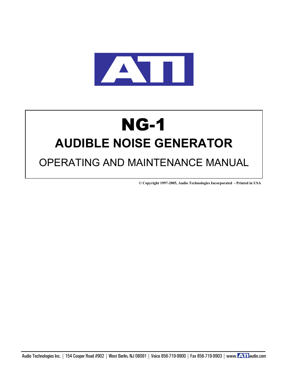 ATI Audio NG-1 User Manual | 2 pages
