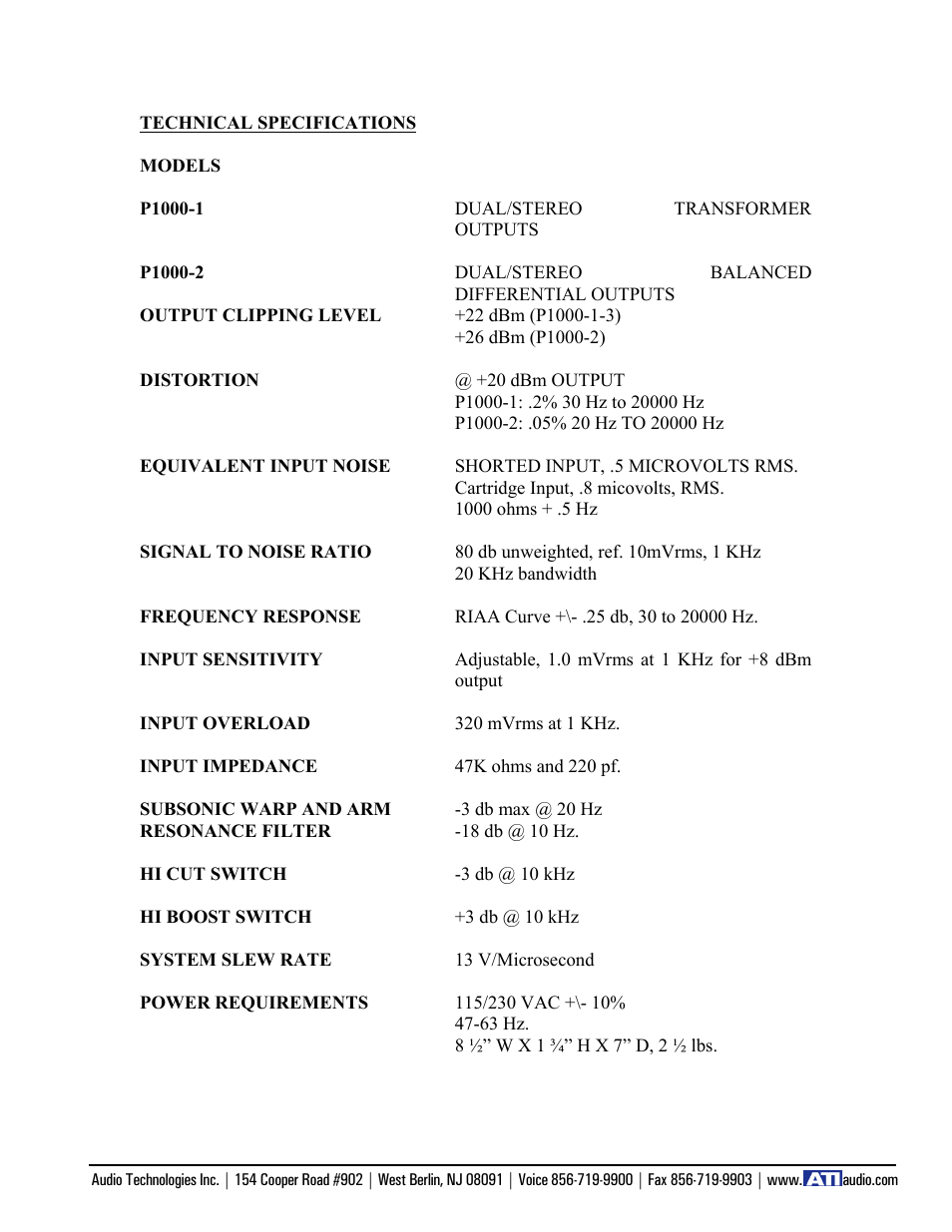 ATI Audio P1000-1 User Manual | Page 6 / 6