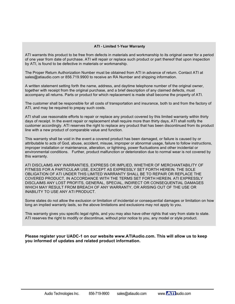 ATI Audio UADC-1 User Manual | Page 4 / 4