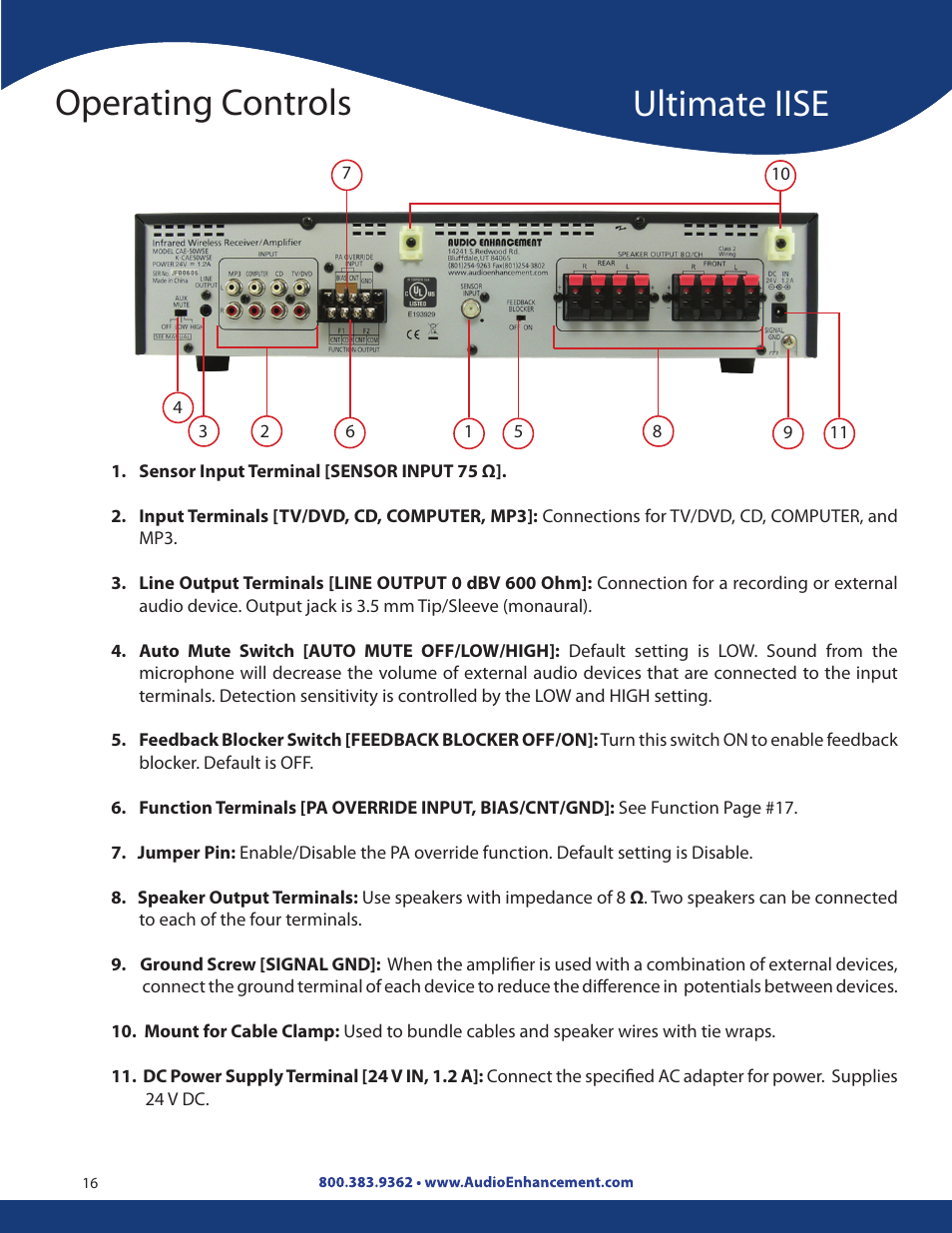 Operating controls, Ultimate iise | Audio Enhancement Product Manual User Manual | Page 16 / 59