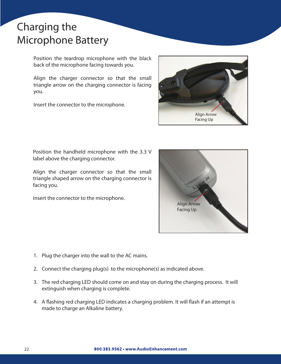 Charging the microphone battery | Audio Enhancement Product Manual User Manual | Page 22 / 59