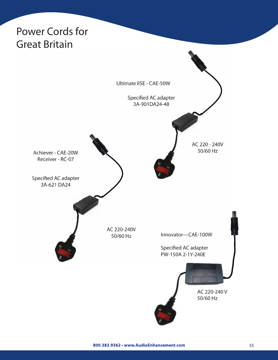 Power cords for great britain | Audio Enhancement Product Manual User Manual | Page 55 / 59