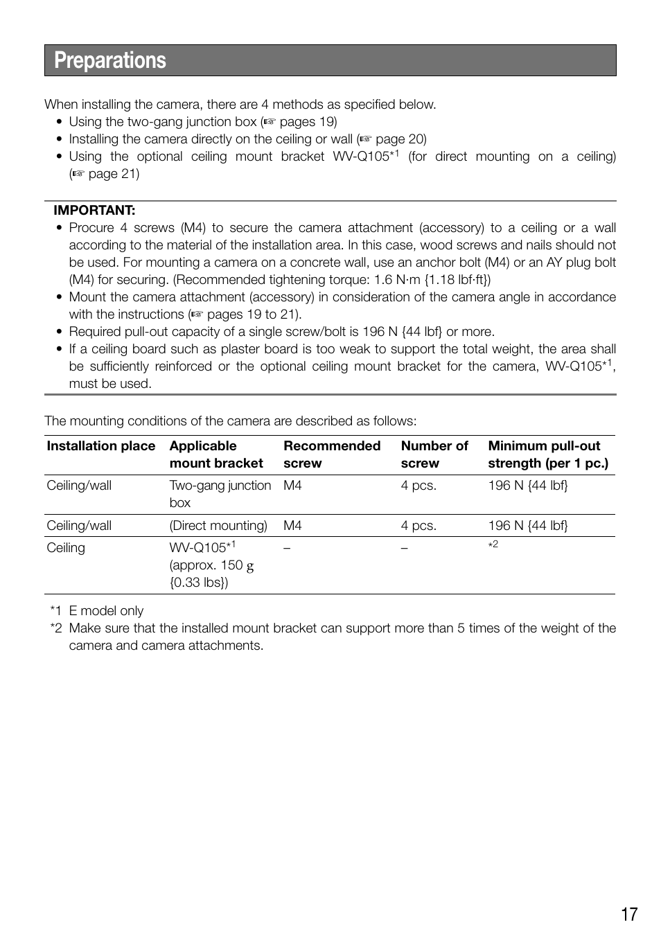 Preparations | Audio Enhancement WV-SF448 User Manual | Page 17 / 40