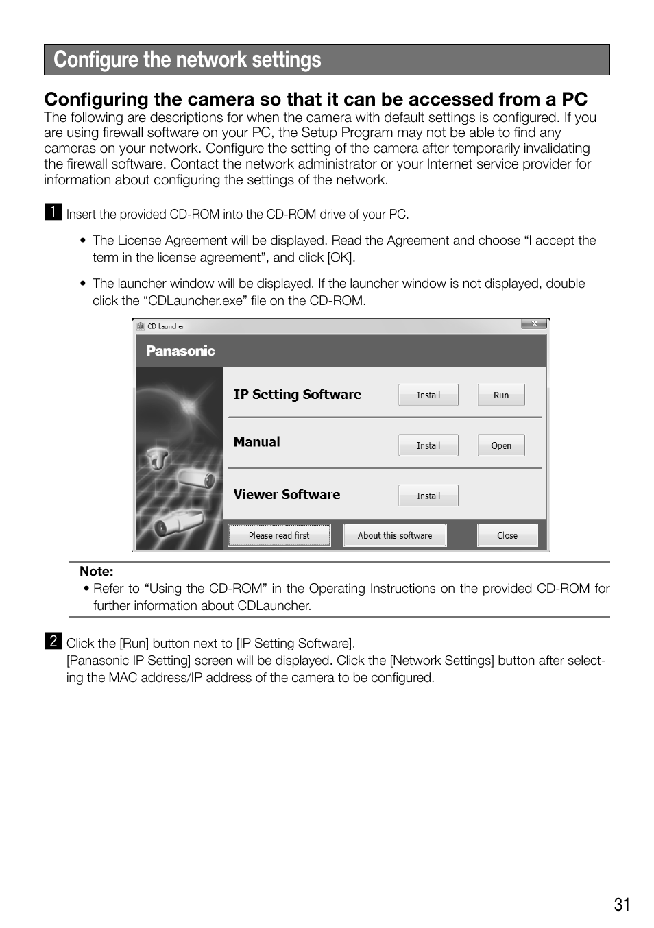 Configure the network settings | Audio Enhancement WV-SF448 User Manual | Page 31 / 40