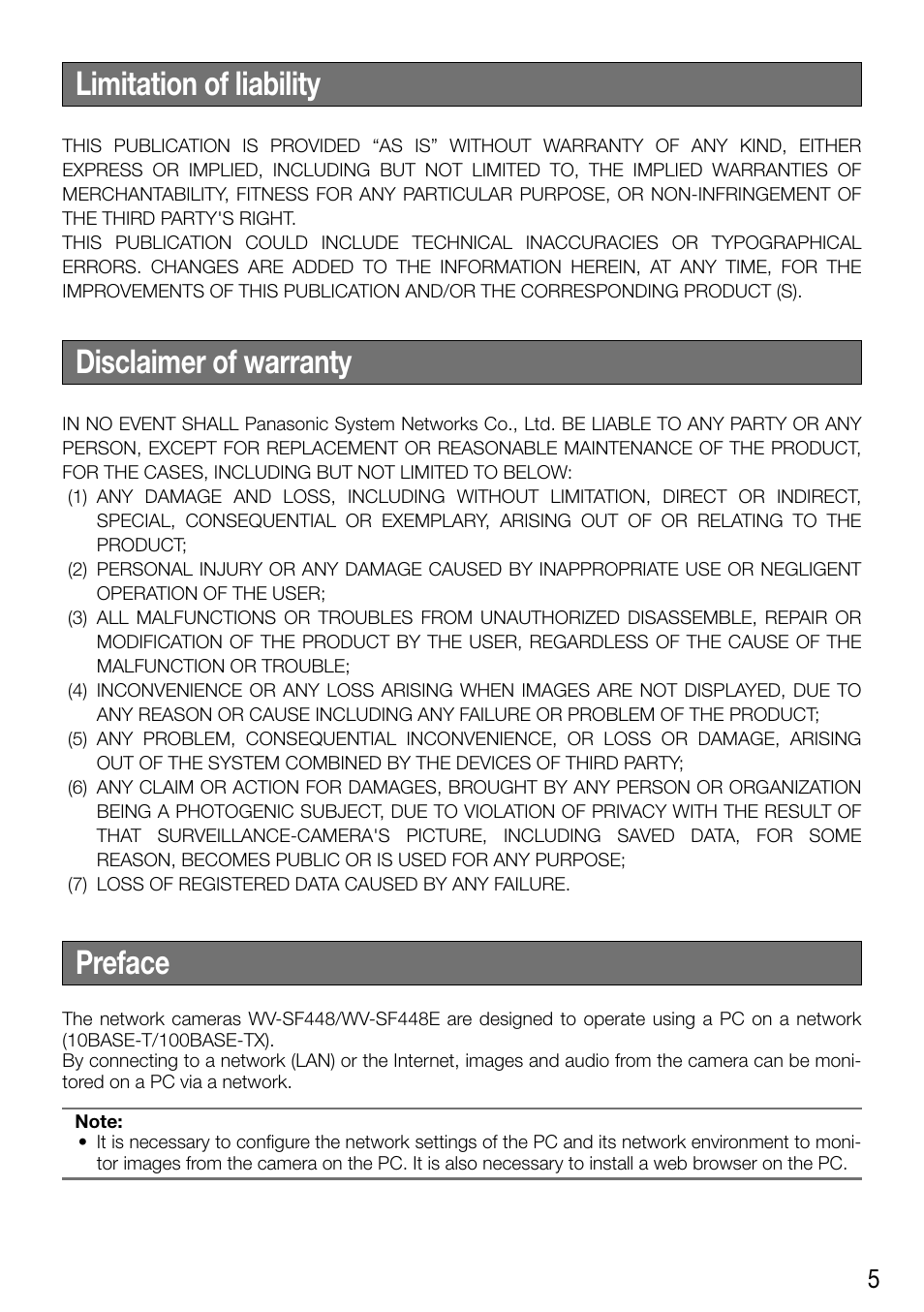 Limitation of liability, Disclaimer of warranty, Preface | Audio Enhancement WV-SF448 User Manual | Page 5 / 40