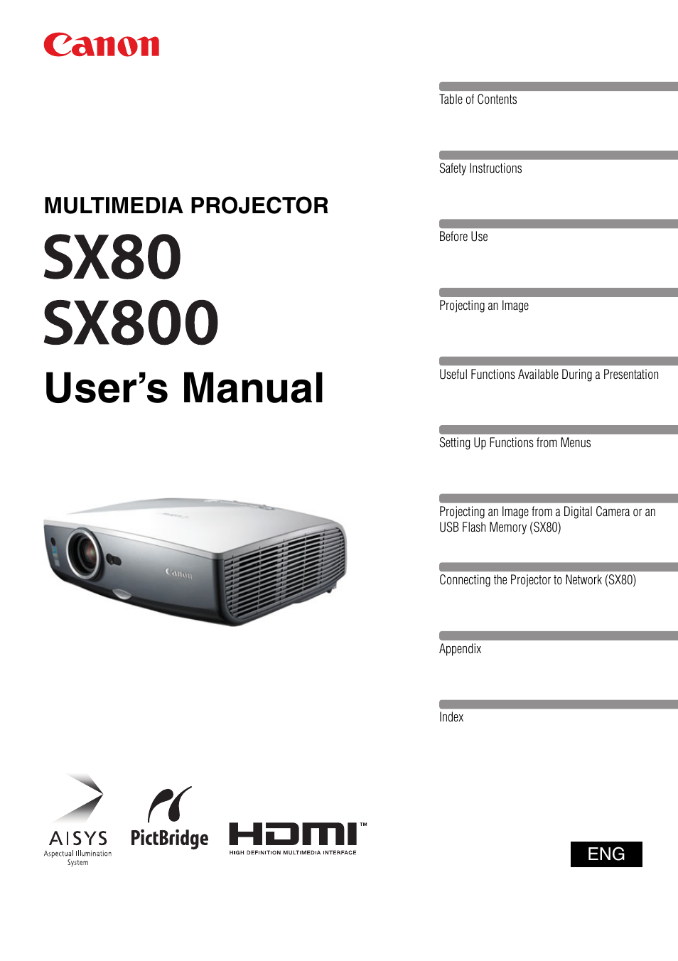 Canon HDMI SX800 User Manual | 154 pages