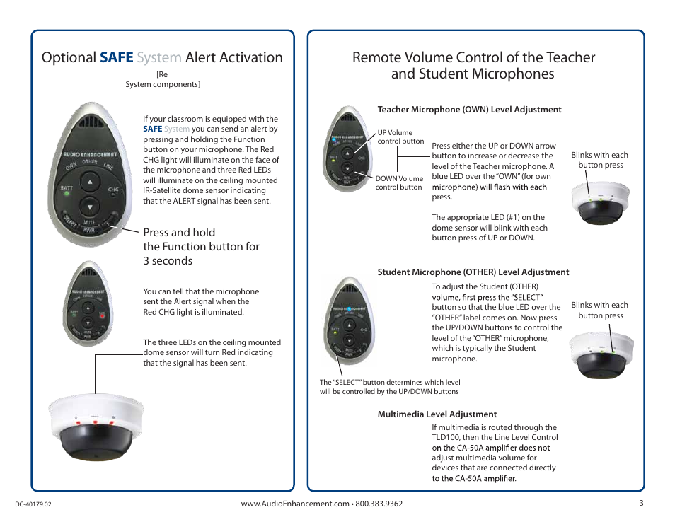 Optional safe system alert activation | Audio Enhancement CA-50A User Manual | Page 3 / 3