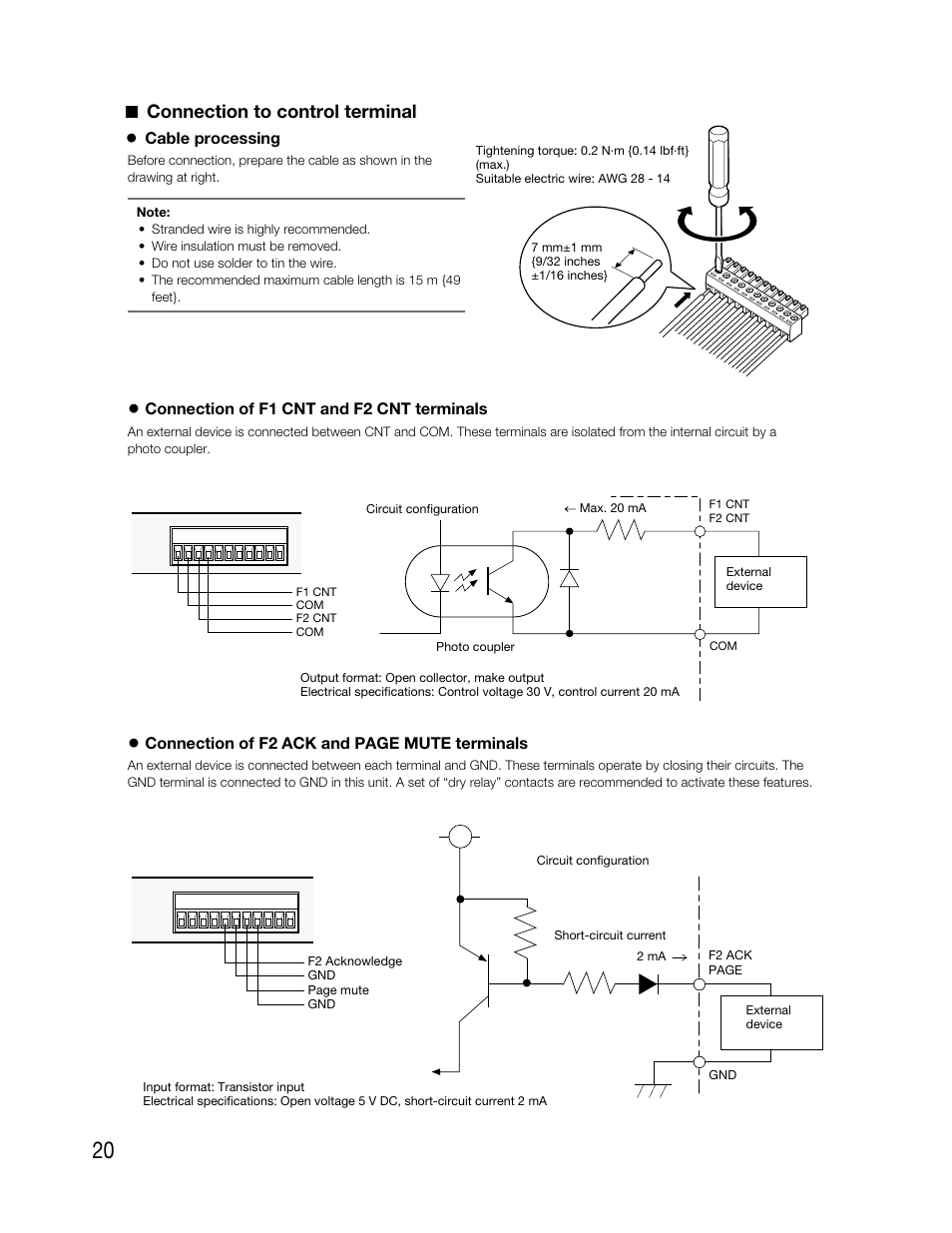 Connection to control terminal | Audio Enhancement TLD100 User Manual | Page 20 / 36