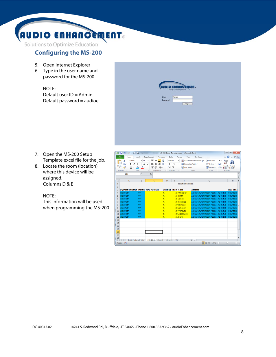 Configuring the ms-200 | Audio Enhancement MS-200 SAFE User Manual | Page 8 / 12