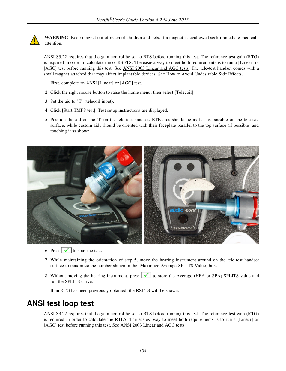 Ansi test loop test | Audioscan Verifit 2 User Manual | Page 104 / 156