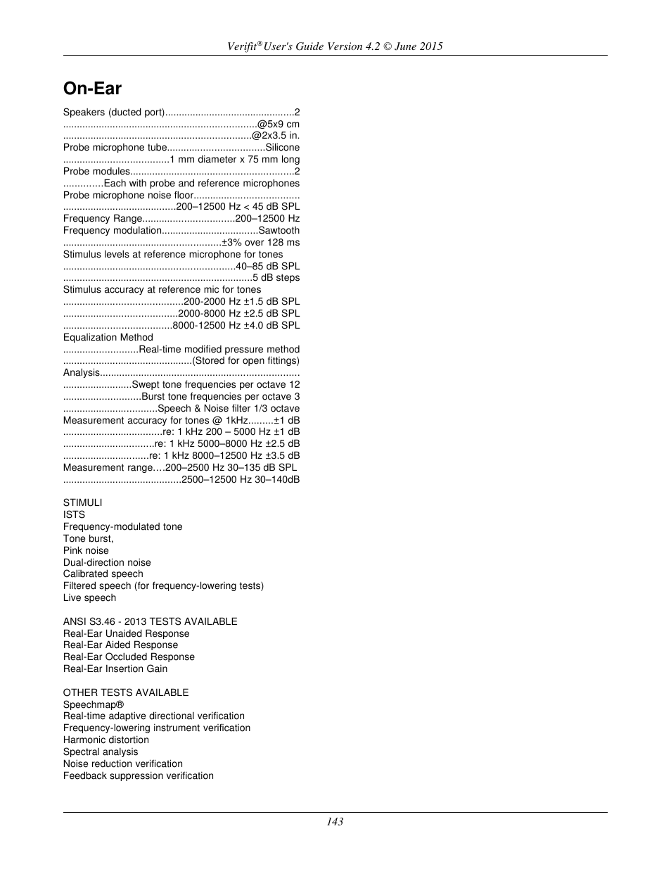 On-ear | Audioscan Verifit 2 User Manual | Page 143 / 156
