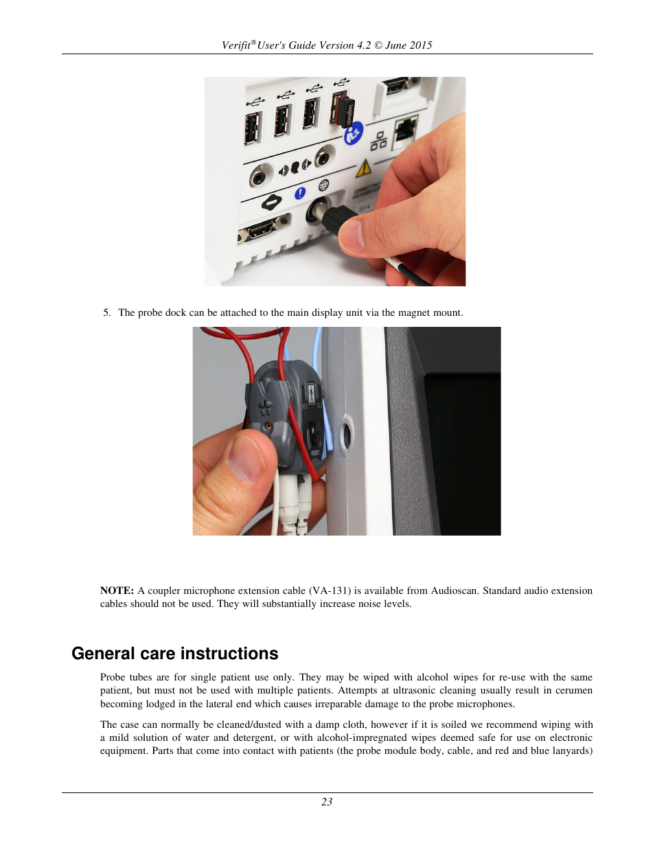 General care instructions | Audioscan Verifit 2 User Manual | Page 23 / 156