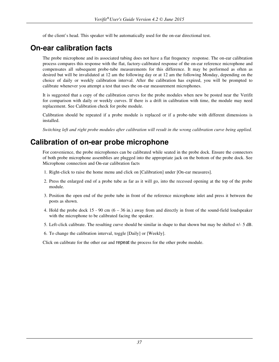 On-ear calibration facts, Calibration of on-ear probe microphone | Audioscan Verifit 2 User Manual | Page 37 / 156