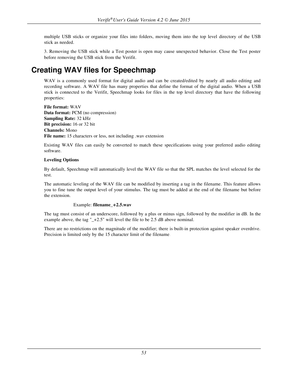 Creating wav files for speechmap | Audioscan Verifit 2 User Manual | Page 53 / 156