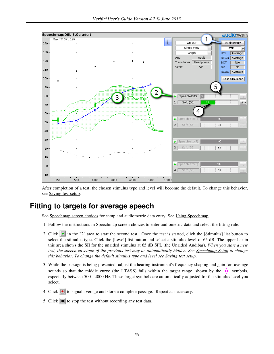 Fitting to targets for average speech | Audioscan Verifit 2 User Manual | Page 58 / 156