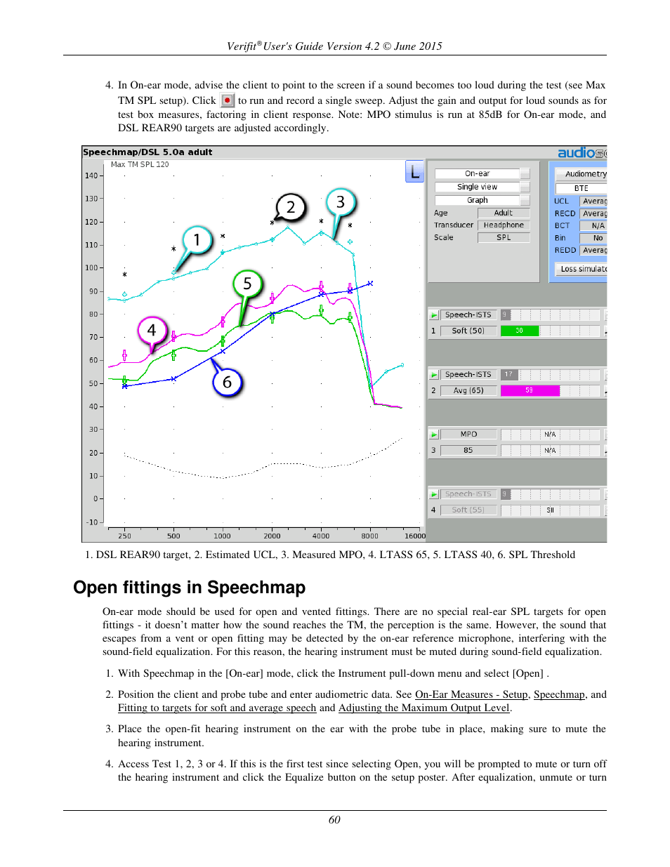 Open fittings in speechmap | Audioscan Verifit 2 User Manual | Page 60 / 156