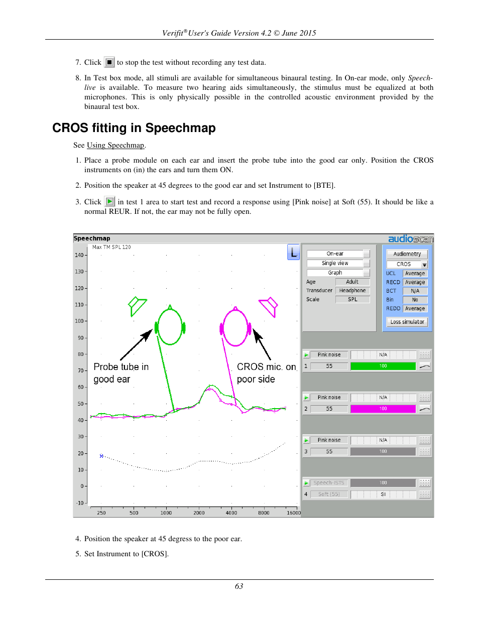 Cros fitting in speechmap | Audioscan Verifit 2 User Manual | Page 63 / 156