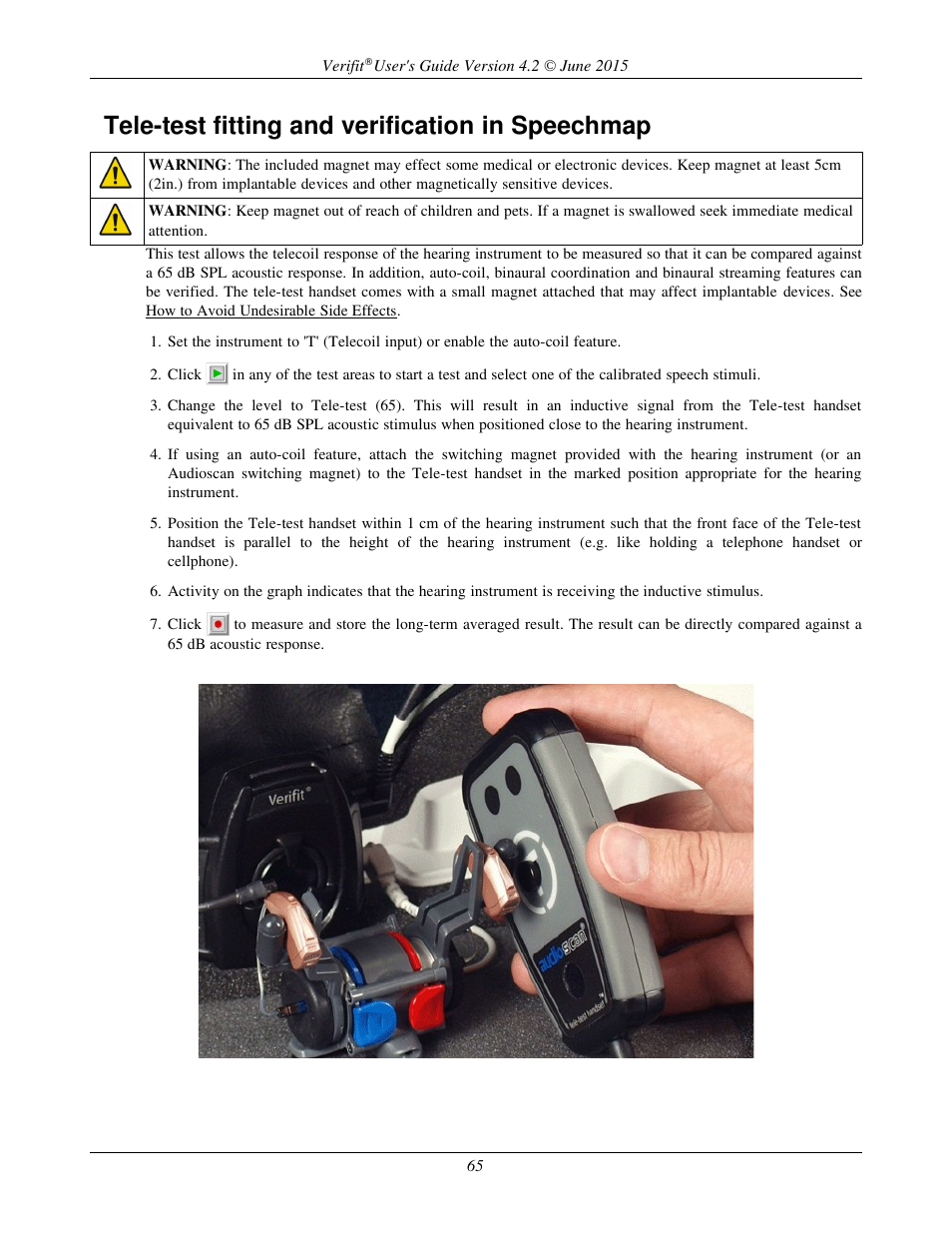Tele-test fitting and verification in speechmap | Audioscan Verifit 2 User Manual | Page 65 / 156